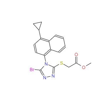 CAS：878671-99-9，2-[[5-溴-4-(4-環(huán)丙基萘-1-基)-4H-1,2,4-三唑-3-基]硫基]乙酸甲酯